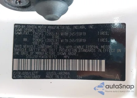 2019 Toyota Highlander Se from USA, damaged, VIN 5TDJZRFH5KS616112